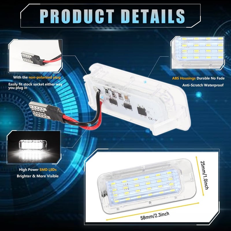 VANKUB LED License Plate Light for Fo-rd Explorer Escape Fusion Fiesta Expedition Lincoln MKC, Fo-rd Lincoln Led Rear Tag Lamps, 6000K White Lights, 2 PCS - Image 5