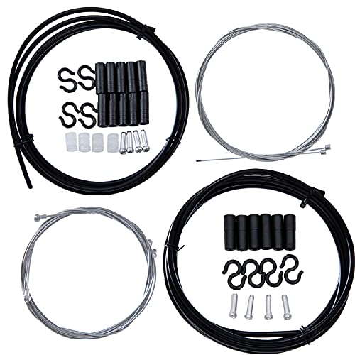 YBEKI 2-in-1 Universal Bike Brake & Shifter Cable Kit | High-Carbon Steel Braided Cables with PVC Housing for MTB/Road Bikes | Anti-Rust + 3000+ Cycle Tested (black) - Image 1