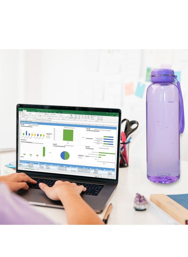 ESSEN Tritan Water Bottle 2 Pcs for Kids School Gym Office Outdoor Water Bottle Sports Exercise Travel BPA Free Leak Proof Pink Purple (2 Pieces) – 650 ml - Image 4