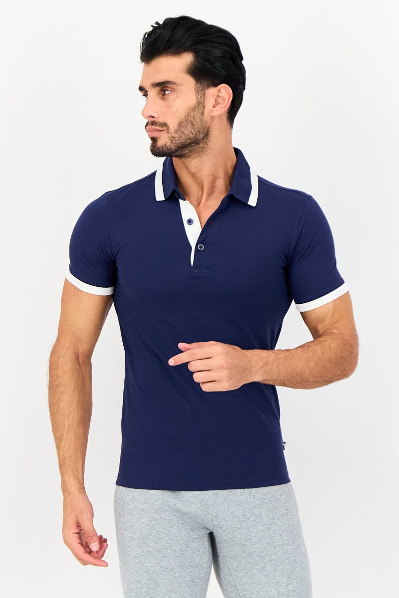 PUMA تي شيرت بولو للرجال بأكمام قصيرة مناسب للرياضة في الهواء الطلق، Navy - Image 1