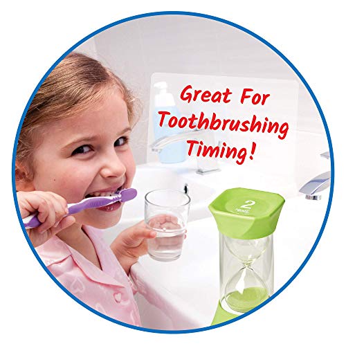 hand2mind Green Jumbo Sand Timers 2 Minute Sand Timer Hourglass Sand Timer with Soft Rubber End Caps Offers Quiet Pausing Classroom Sand Timers for Kids Teeth Brushing and Game Timer Set of 1 - Image 5