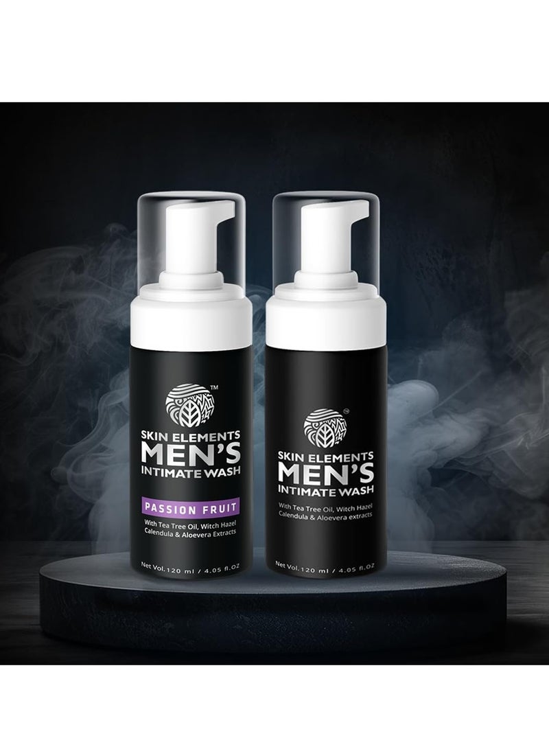 Skin Elements Men's Intimate Wash Combo | Tea Tree Oil (Classic)+Passion Fruit | Controls Unwanted Sweat & Bad Odor | Refreshes Intimate Area | 240 ml | Pack of 2 | - Image 2