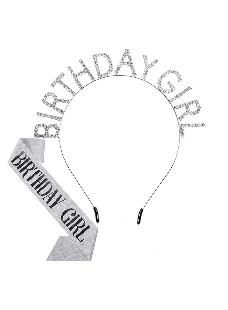 Zikra Birthday Girl Headband Ladies Birthday Tiara Happy Birthday Jewelry Silver - Image 1