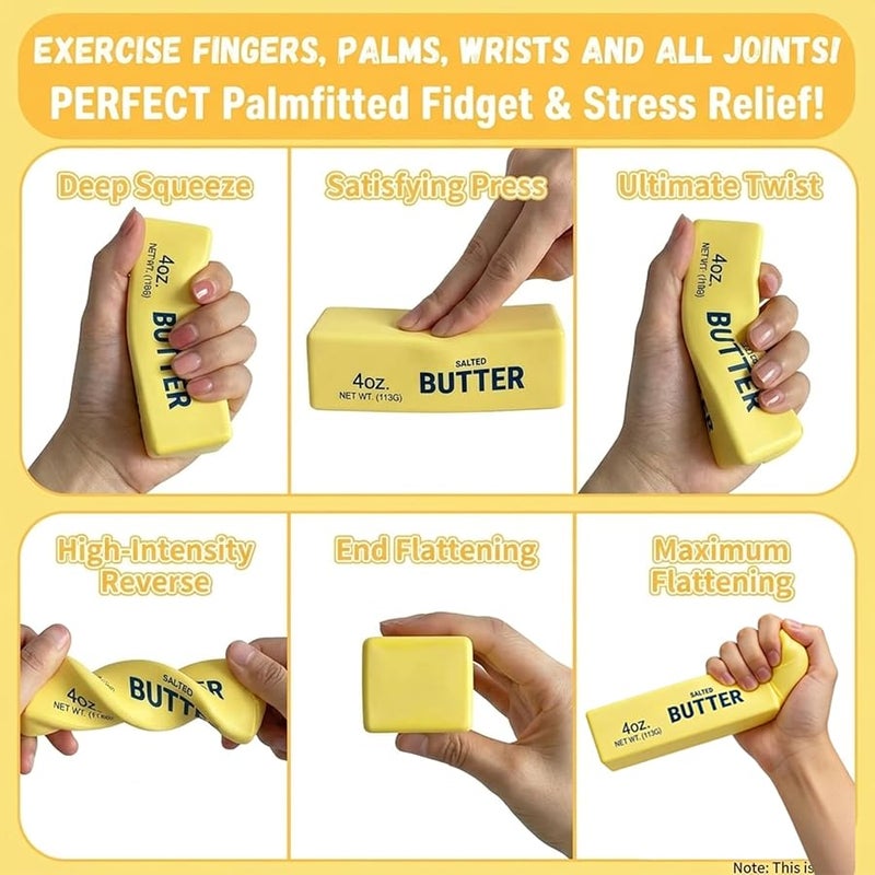 2 Packs Slow Rising Squishy Butter Squeeze Toys, Slow Rebound Cute Butter Stick Squeeze Stress Balls, Sensory Stress Relief Butter Squishy & Fidget Anxiety Toys for Sensory Gifts for Office, Home - Image 3