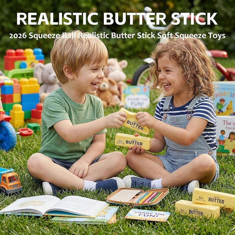 2 Packs Slow Rising Squishy Butter Squeeze Toys, Slow Rebound Cute Butter Stick Squeeze Stress Balls, Sensory Stress Relief Butter Squishy & Fidget Anxiety Toys for Sensory Gifts for Office, Home - Image 2