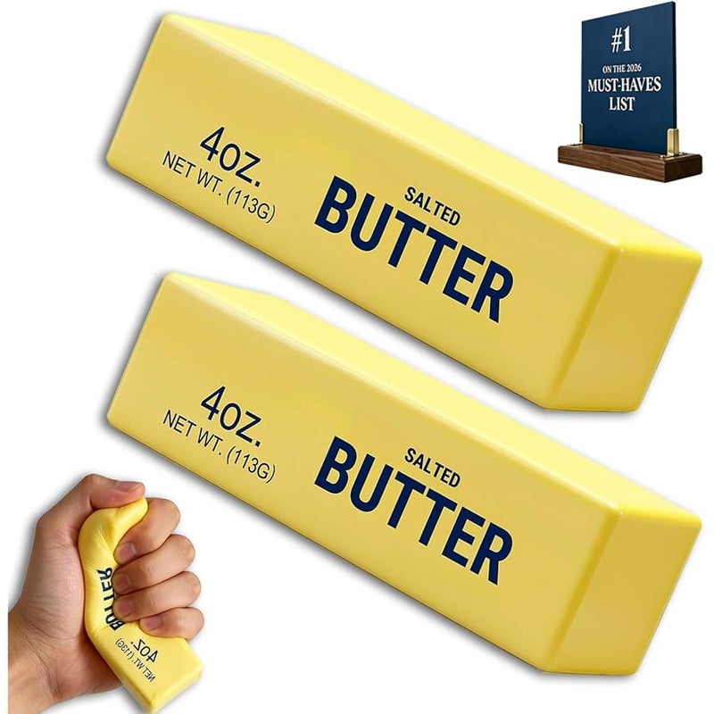 2 Packs Slow Rising Squishy Butter Squeeze Toys, Slow Rebound Cute Butter Stick Squeeze Stress Balls, Sensory Stress Relief Butter Squishy & Fidget Anxiety Toys for Sensory Gifts for Office, Home - Image 1