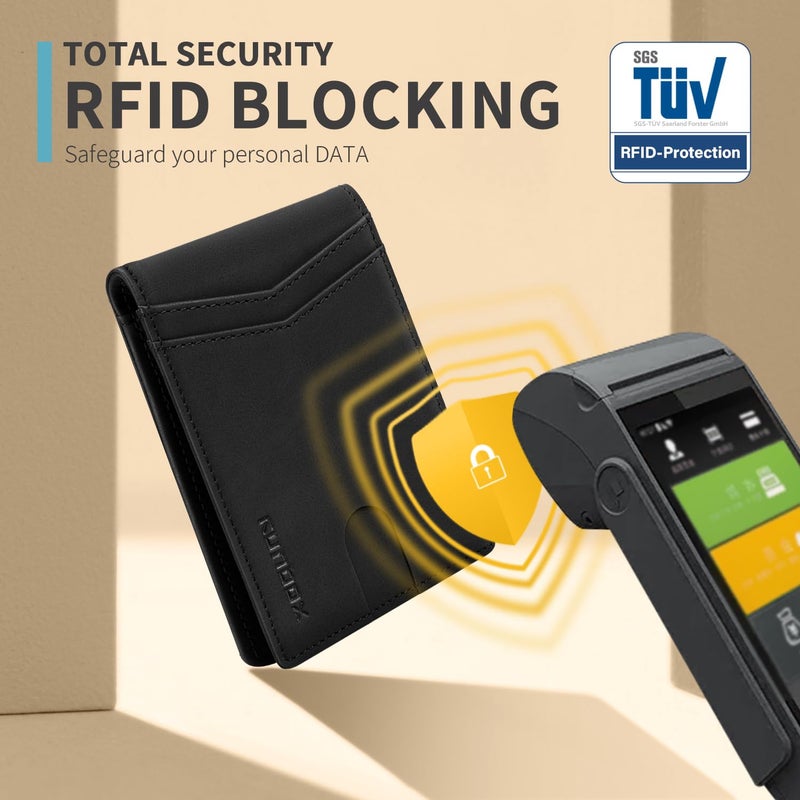 RUNBOX Wallet for Men and Women Slim Rfid Leather 2 ID Window With Gift Box - Image 5