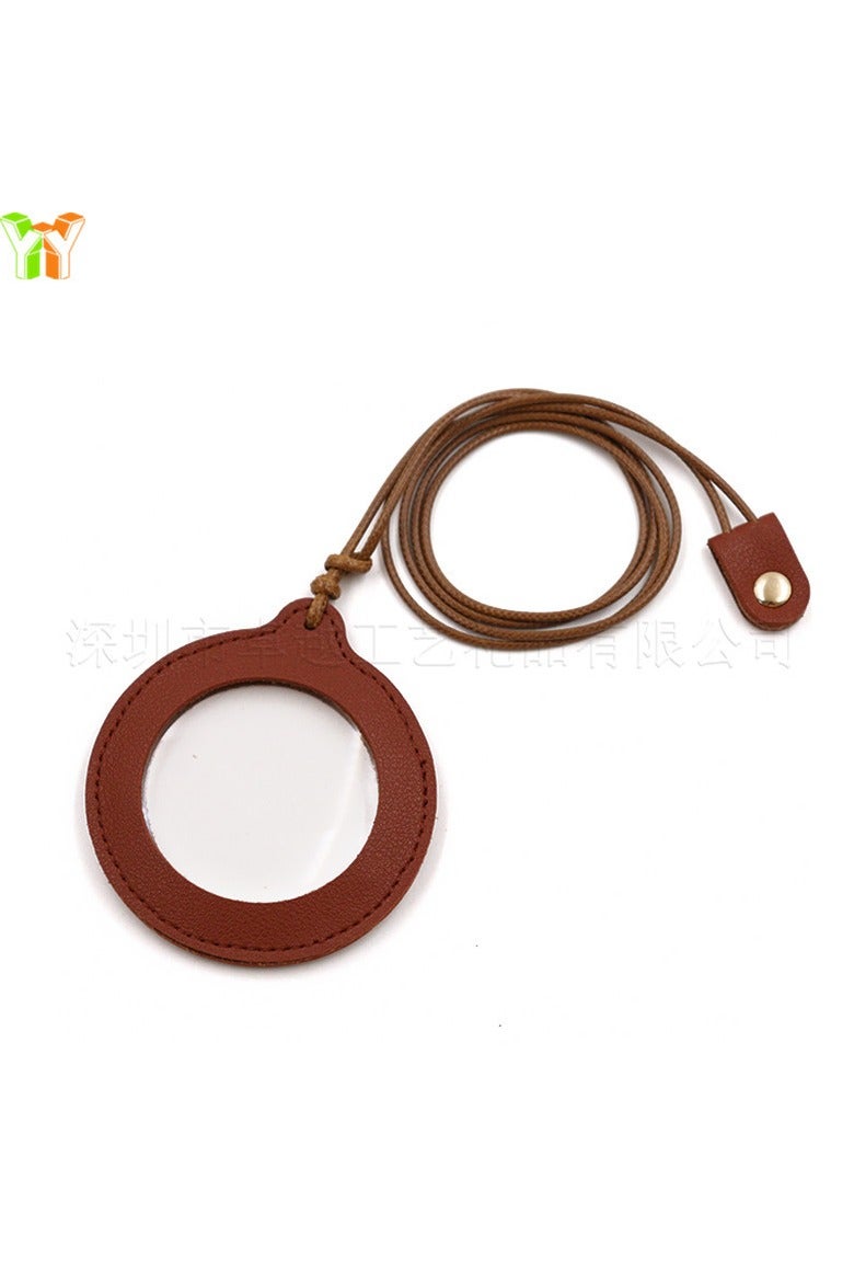 general Simple solid-color adjustable neck-mounted magnifying glass leather case for the elderly, a high-power portable magnifying glass protection case for the elderly. - Image 1