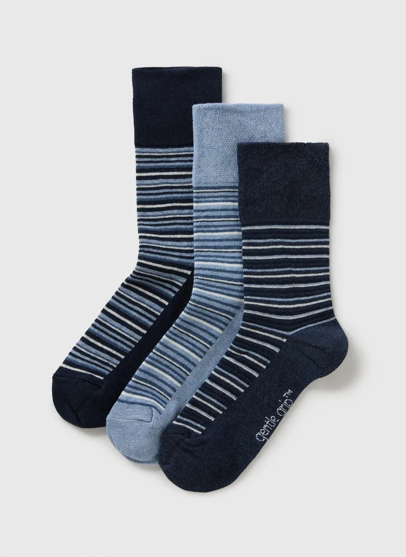 Matalan Gentle Grip Navy Contrast Stripe Socks