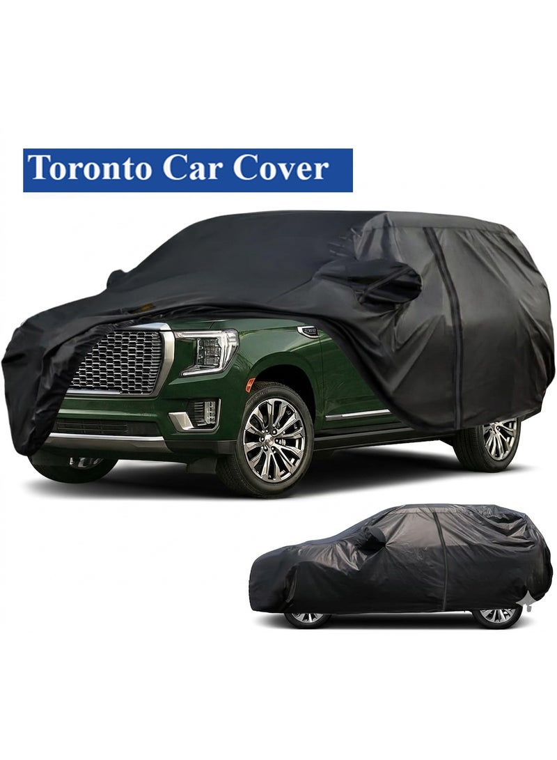 تورنتو غطاء سيارة SUV مقاوم للماء، تصميم مخصص لسيارات جي إم سي يوكون XL وجي إم سي دينالي (موديلات ٢٠٠٤-٢٠٢٥) - حماية لجميع الأحوال الجوية، مزود بسحاب للباب، أحزمة مقاومة للرياح، وأشرطة عاكسة للحماية من المطر والشمس والأشعة فوق البنفسجية - Image 1