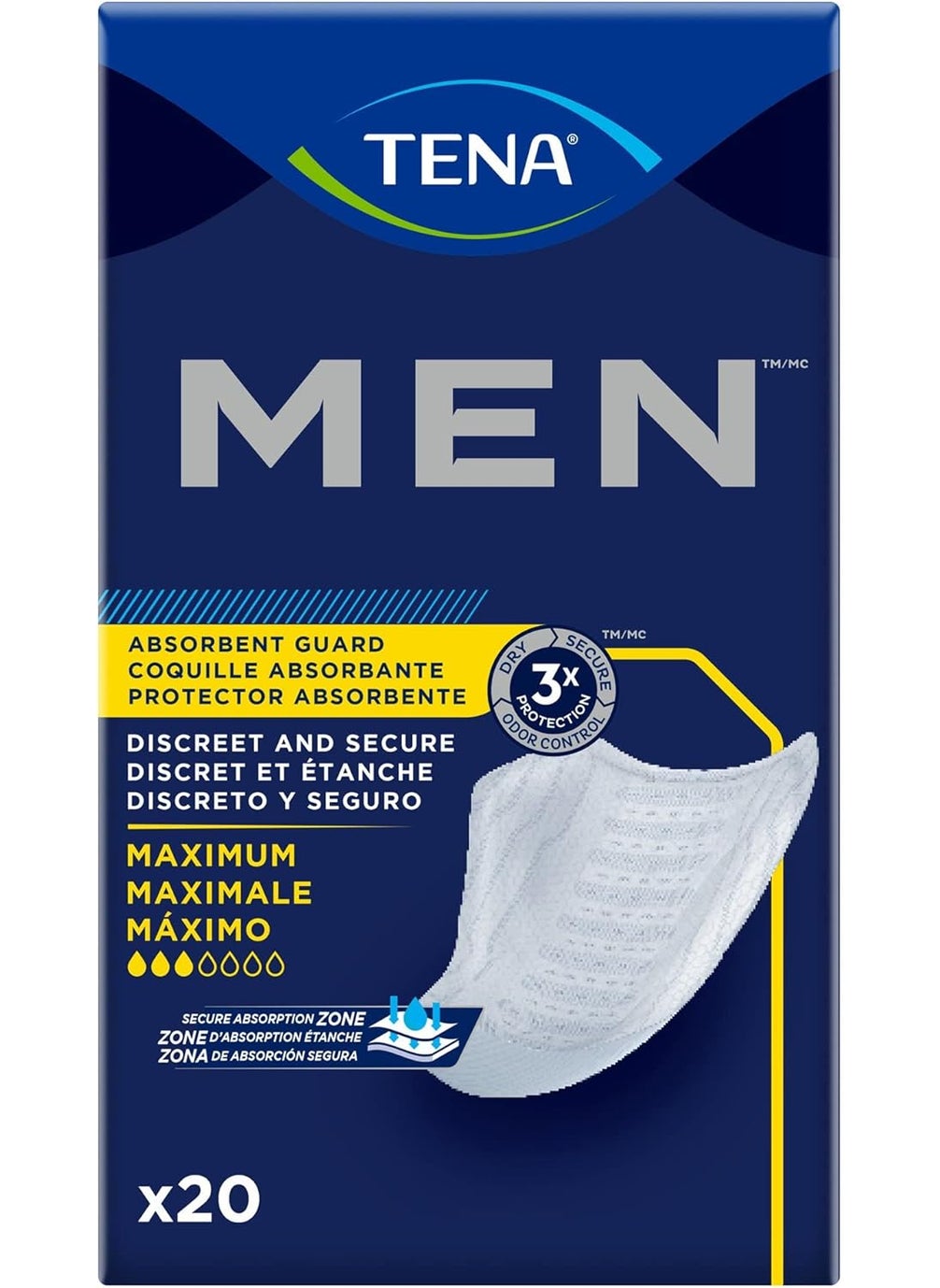 Tena TENA 50600 Men Leakage Protection Bladder Control Pad, Moderate, Pack of 20 