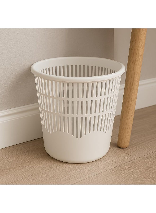 ماستر جولد سلة مهملات بلاستيكية صغيرة بقطر 29 سم وارتفاع 31 سم | سلة نفايات مع تصميم شبكي أنيق متعدد الاستخدامات للمنزل أو المكتب | حاوية نفايات خفيفة الوزن وسهلة التنظيف | لون أبيض عصري - Image 4