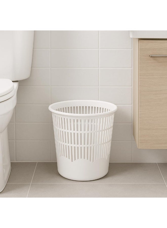 ماستر جولد سلة مهملات بلاستيكية صغيرة بقطر 29 سم وارتفاع 31 سم | سلة نفايات مع تصميم شبكي أنيق متعدد الاستخدامات للمنزل أو المكتب | حاوية نفايات خفيفة الوزن وسهلة التنظيف | لون أبيض عصري - Image 3