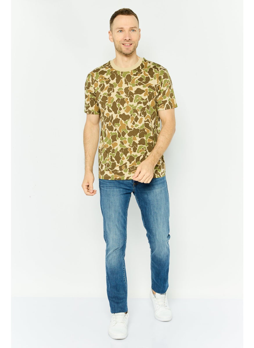 GAP - Men Crew Neck Short Sleeve Animal Print T-Shirt, Olive - Image 1