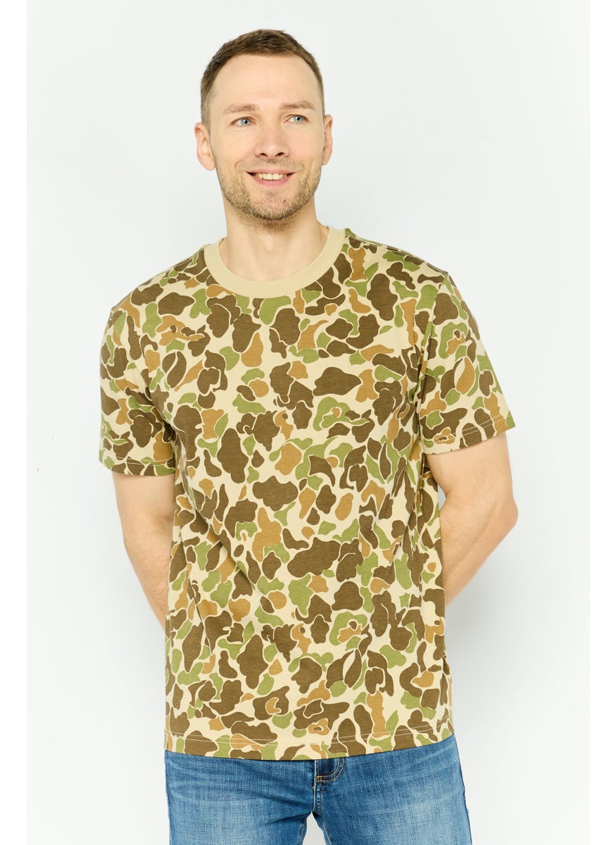GAP - Men Crew Neck Short Sleeve Animal Print T-Shirt, Olive - Image 1