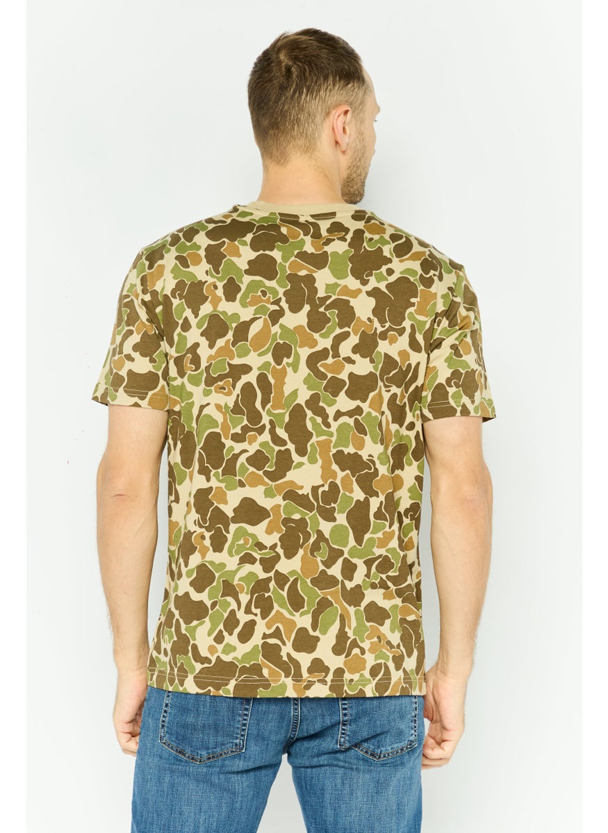 GAP - Men Crew Neck Short Sleeve Animal Print T-Shirt, Olive - Image 1