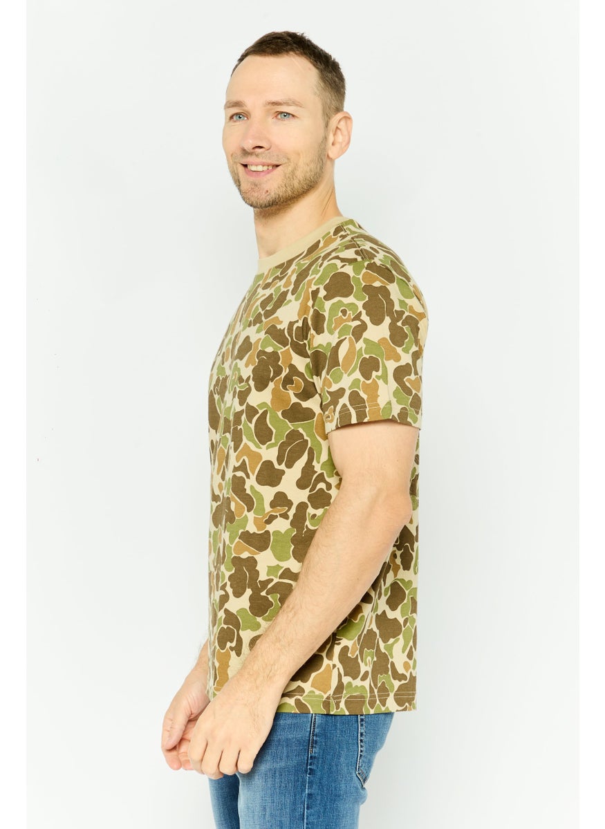 GAP - Men Crew Neck Short Sleeve Animal Print T-Shirt, Olive - Image 1