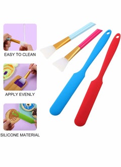KASTWAVE 4 Pieces Silicone Stir Sticks with 4 Pieces Silicone Brushes Epoxy Resin Brush Silicone Resin Mixing Kit for Paint Art Project DIY Crafts  - Image 2