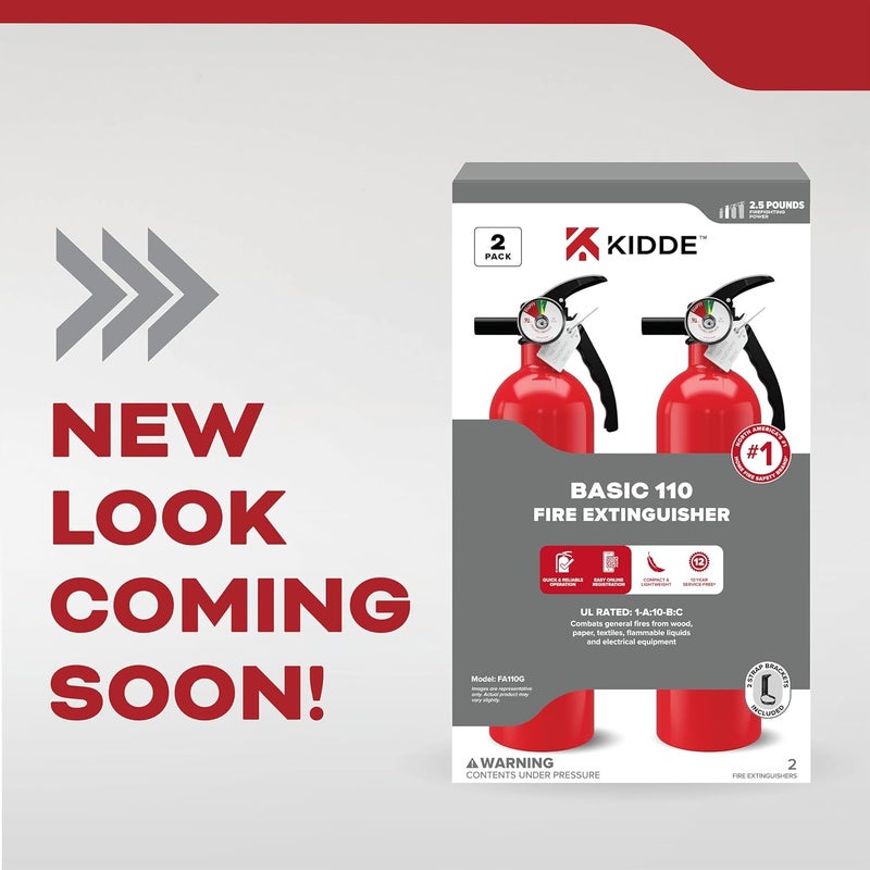 Kidde طفاية حريق متعددة الاستخدامات للمنزل، المكتب، السكن، 1A10BC، عبوة 2 - Image 3