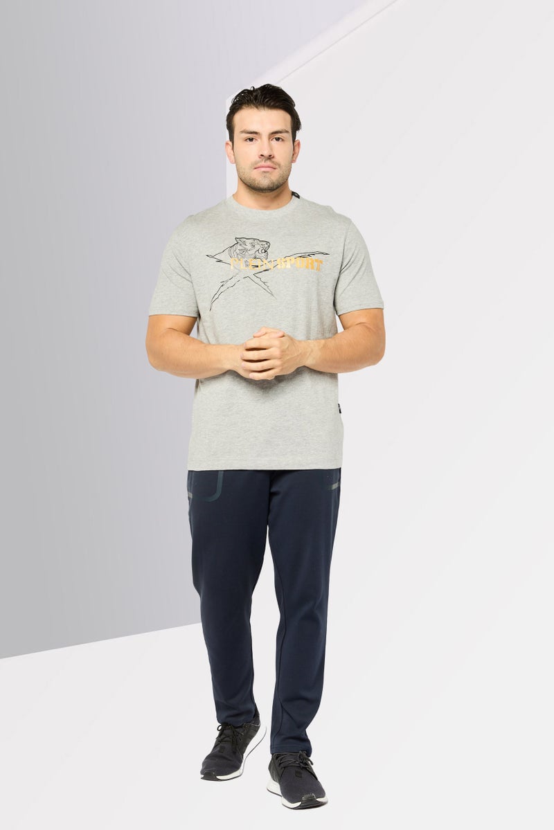 Plein Sport Men Sportswear Fit Short Sleeves Outdoor T-Shirt, Grey - Image 2