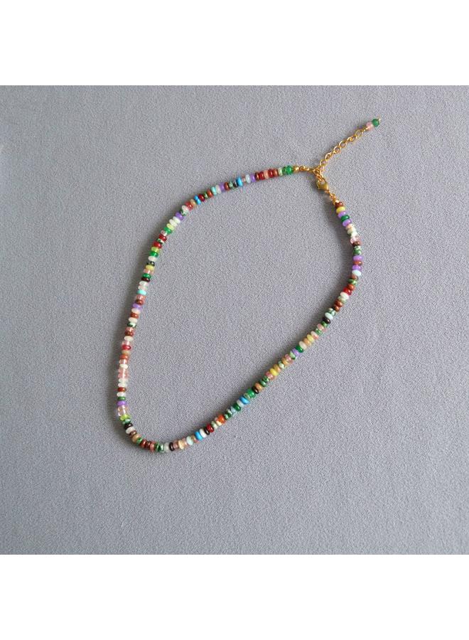 Frisbee Color Real Stone Beaded Bohemian Exotic Color Bright Fashion Versatile Necklace