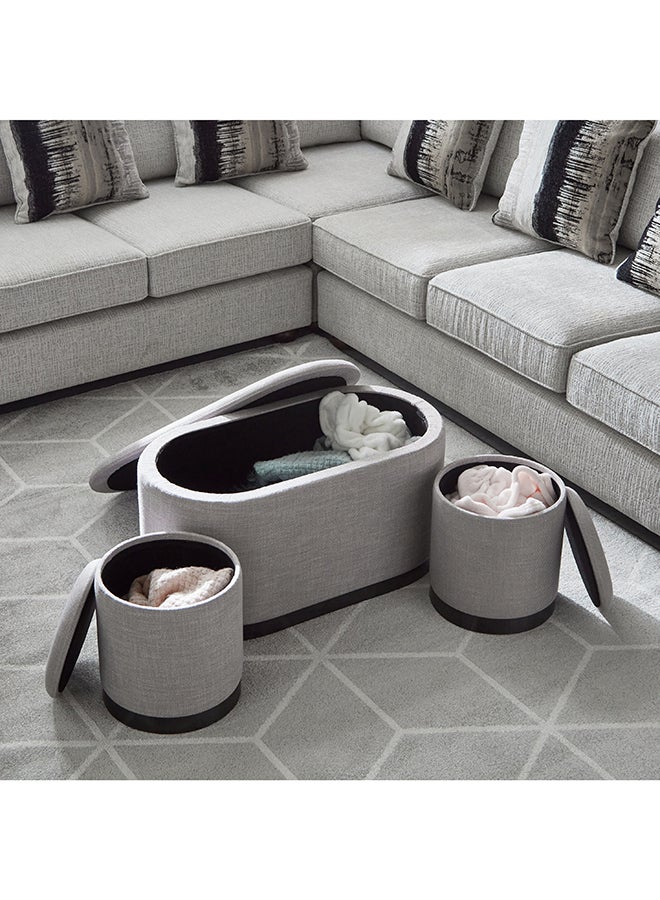 Home Box Evelyn 3-Piece Fabric Ottoman Set with Storage 78 x 41.5 x 40 cm  - Image 3