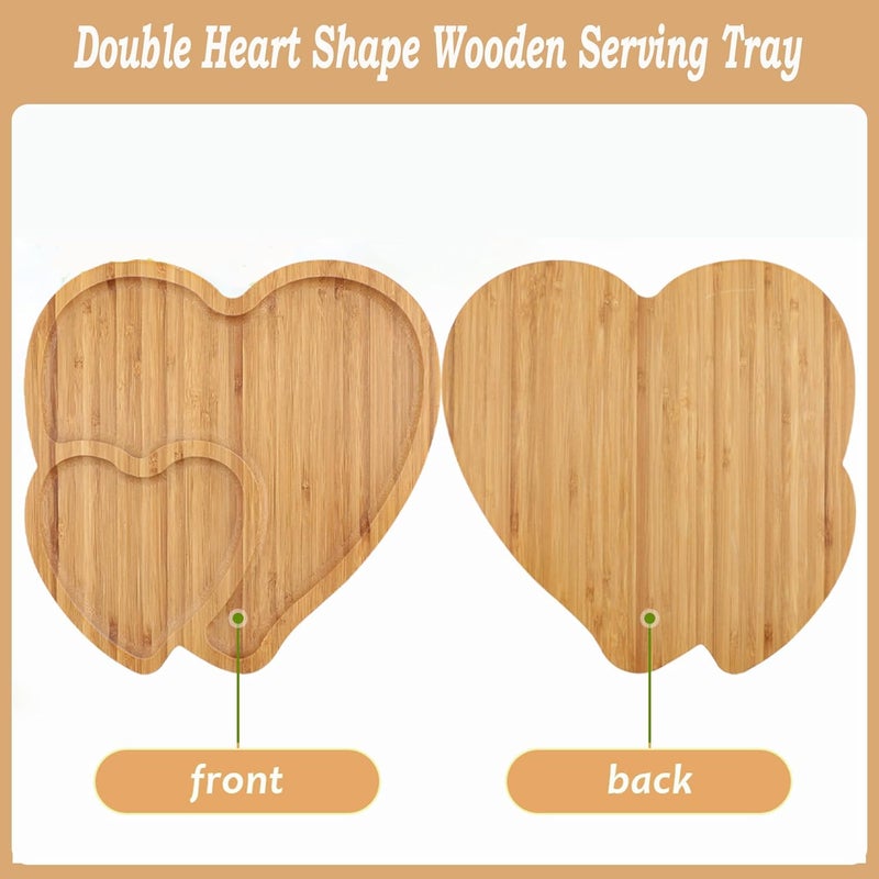 Hakuna Bamboo Heart Wood Tray  Heart Shaped Cheese Board  Serving Platter for Snack Candy Fruit  Rustic Decor for Valentines Day  - Image 2