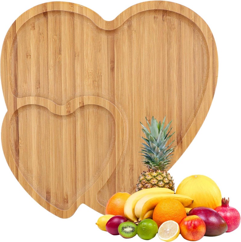 Hakuna Bamboo Heart Wood Tray  Heart Shaped Cheese Board  Serving Platter for Snack Candy Fruit  Rustic Decor for Valentines Day  - Image 1