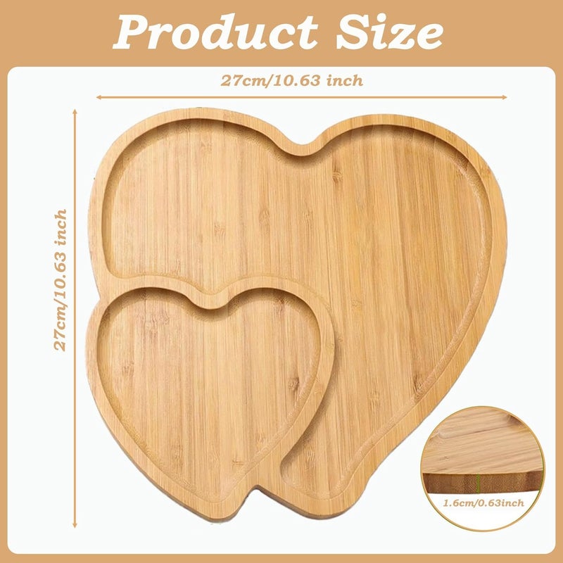 Hakuna Bamboo Heart Wood Tray  Heart Shaped Cheese Board  Serving Platter for Snack Candy Fruit  Rustic Decor for Valentines Day  - Image 4