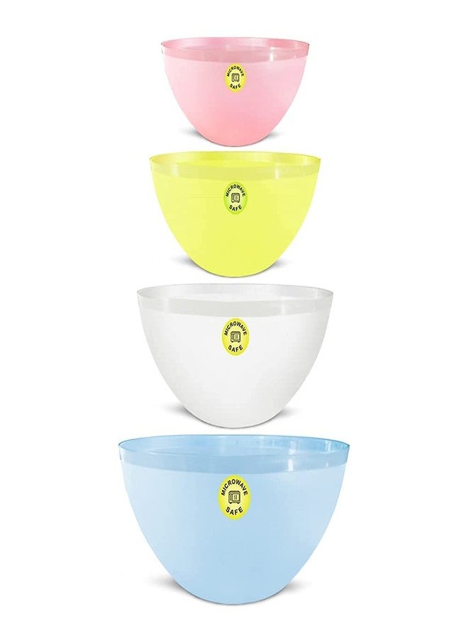PUTHAK Plastic Microwave Safe Plastic Frosty Mixing Bowl (Multicolour, 750ml, 1250ml, 2000ml, 3000ml) - Set of 4 pcs - Image 4