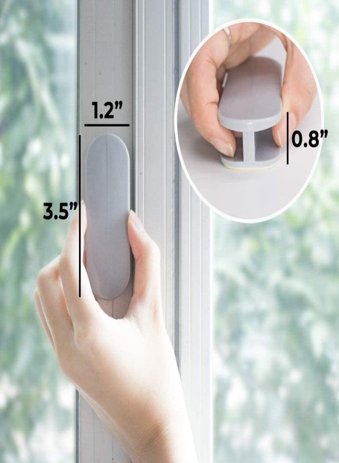 SIYANSHU Self-Stick Instant Cabinet Drawer Handles Pull Knobs Self Adhesive Drill Free Push Pull Helper for Sliding Door Wardrobe Kitchen Cupboard Bathroom Dresser Furniture Window Home Interior Decor Hardware. (Grey, 4 Pcs). - Image 5