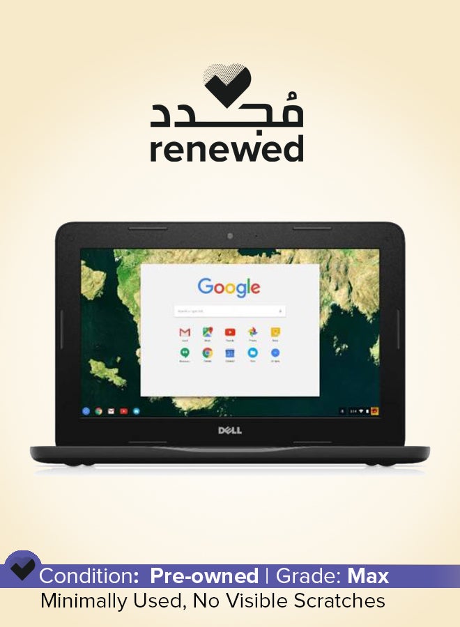 ديل مجدد - كروم بوك 3180 بشاشة 11.6 بوصة، معالج إنتل سيليرون N3060/ثنائي النواة/الجيل السادس/ذاكرة RAM 4GB/ذاكرة SSD 16GB/رسومات إنتل HD 400/نظام تشغيل كروم - Image 1