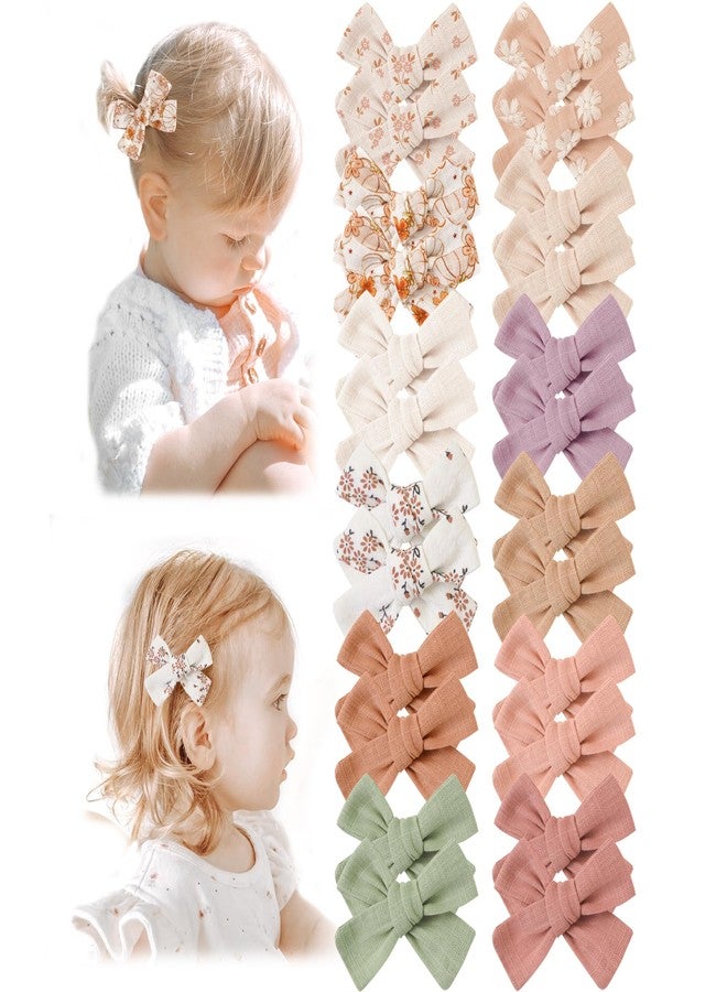 Niceye Baby Hair Clips - 24 Pcs Fully Lined Hair Bow Clips for Fine Hair Cotton Tiny Hair Barrettes for Infants, Toddlers, and Little Girls - Image 1