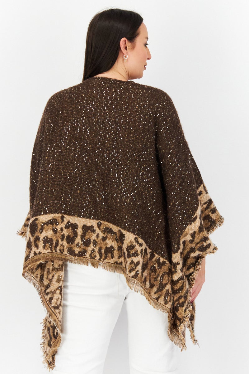 INC Women Sequin Top Wrap, Brown Combo - Image 4
