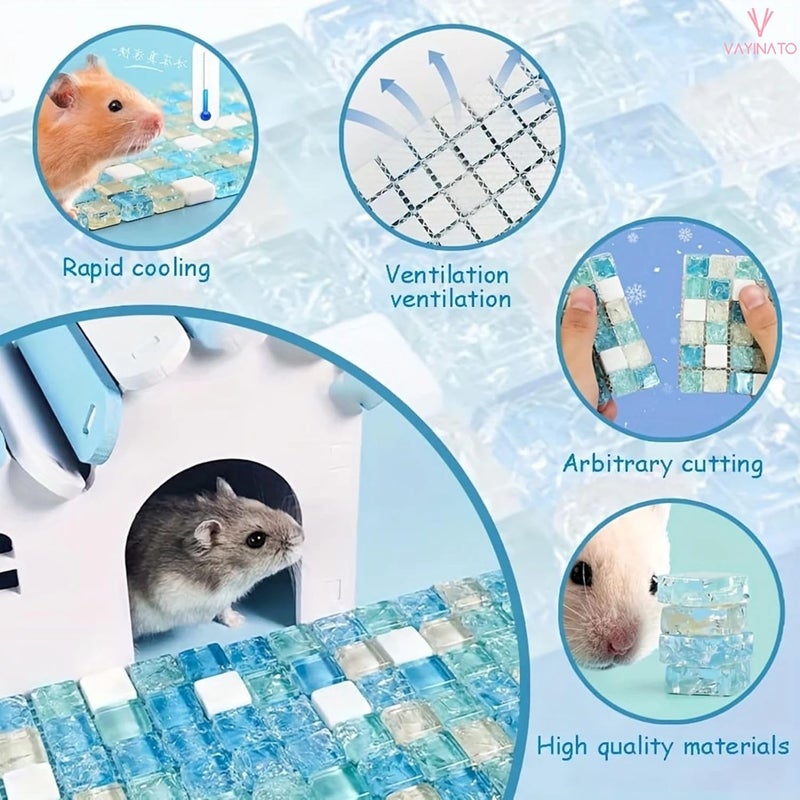 VAYINATO 1 Pcs (10 * 10 Cm) Crystal Mat Cooling Board for Hamsters & Rabbit | Summer Heat Relief Blanket with Transparent Design, Durable & Comfortable Pet Furniture for Small Pets - Image 4