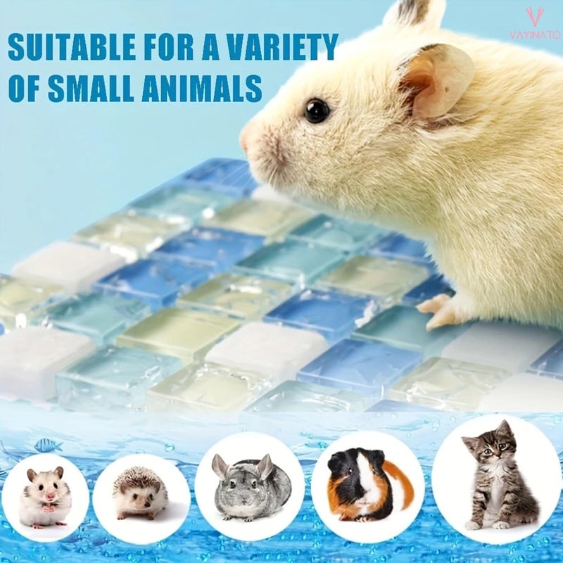 VAYINATO 1 Pcs (10 * 10 Cm) Crystal Mat Cooling Board for Hamsters & Rabbit | Summer Heat Relief Blanket with Transparent Design, Durable & Comfortable Pet Furniture for Small Pets - Image 3