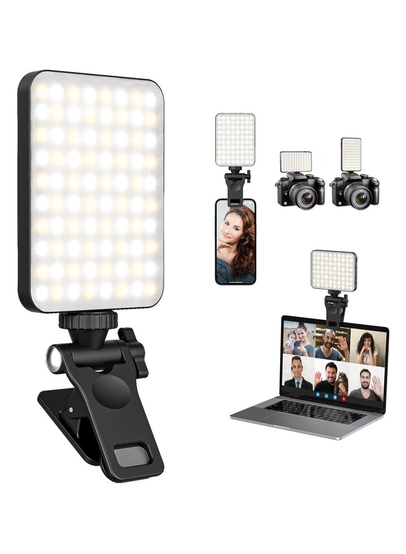 مصباح سيلفي LED 80 - مصباح فيديو بمشبك قابل لإعادة الشحن مع أوضاع متعددة للهاتف والكاميرا والكمبيوتر المحمول وأجهزة iPad - مثالي لمؤتمرات الفيديو وTikTok وVlog - Image 1