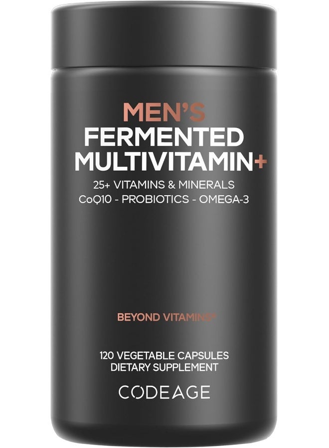 Codeage مكمل الفيتامينات المتعددة اليومي للرجال، 25+ فيتامينات ومعادن للبالغين، فيتامينات عضوية من الأطعمة الكاملة للرجال، فيتامين أ، فيتامينات ب، فيتامين ج، د، هـ، ك، بروبيوتيك، زنك، أوميغا-3، 120 كبسولة - Image 1