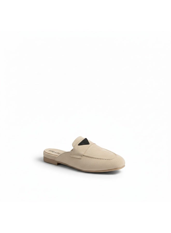 LIFESTYLISH Mule Suede Flat Stylish SB-24 - Beige - Image 2