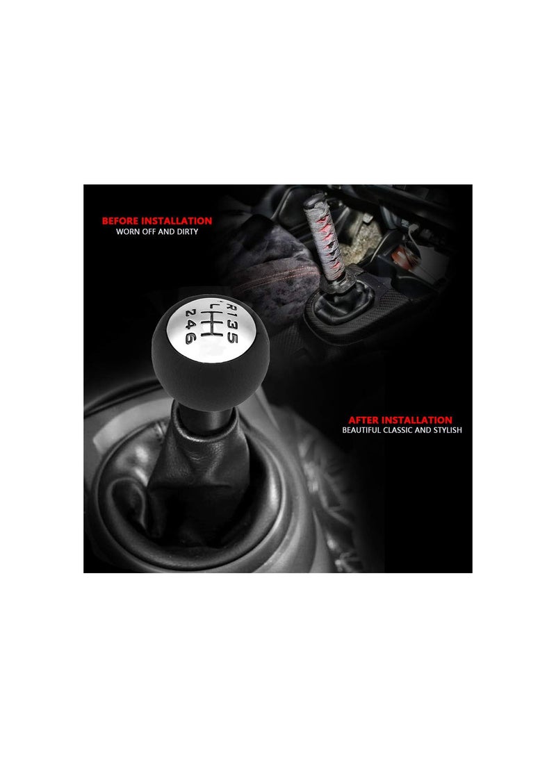 GGOOT Gear Shift Lever Knob, 6 Speed Black/Silver Plastic Gear Shift Knob Head, Ergonomic Design for Peugeot 307 308 3008 407 5008 807 Citroen C3 C4 C8  - Image 2