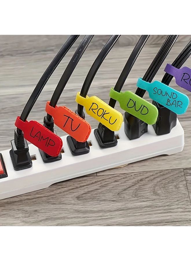50pcs Reusable Waterproof Write On Cable Labels Color Coded Organizer Straps For Data Charger Cords Durable Easy To Use For Home Office Travel Workspace Organization Cable Management - Image 1