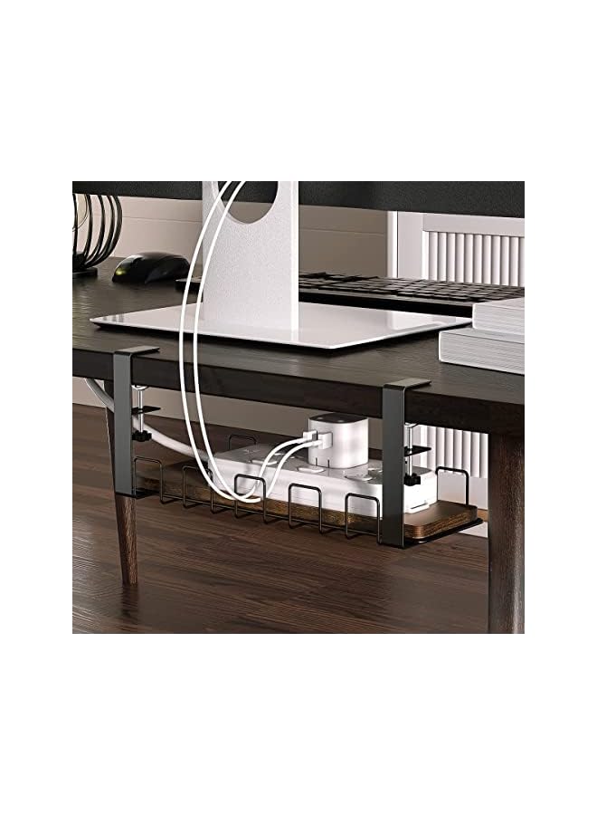 PROMASS Under Desk Cable Management,40cm Under Table Wire Management Tray with Clamp Mount System Wire Management,Stainless Steel Wire Cable Holder for Office Home Computer Desk Cable,No Need to Drill Hole - Image 2