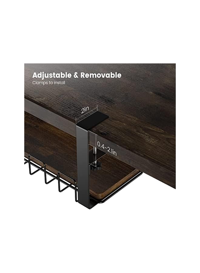 PROMASS Under Desk Cable Management,40cm Under Table Wire Management Tray with Clamp Mount System Wire Management,Stainless Steel Wire Cable Holder for Office Home Computer Desk Cable,No Need to Drill Hole - Image 4