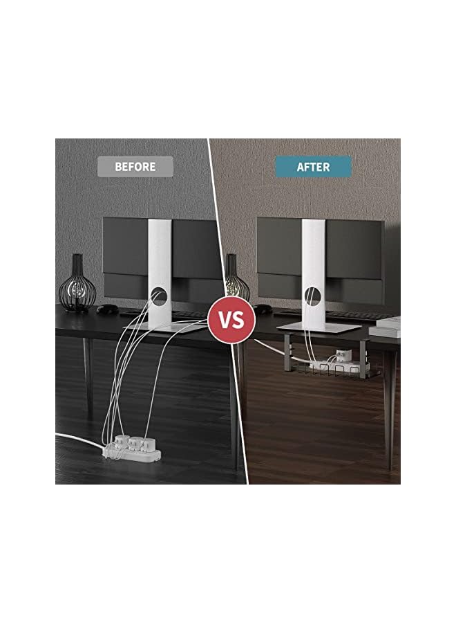 PROMASS Under Desk Cable Management,40cm Under Table Wire Management Tray with Clamp Mount System Wire Management,Stainless Steel Wire Cable Holder for Office Home Computer Desk Cable,No Need to Drill Hole - Image 3