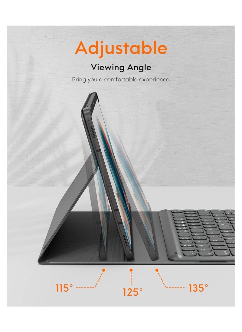 vesus ELTERAZONE Galaxy Tab S8 Keyboard Case, Touchpad with S Pen Slot, for Samsung Galaxy Tab S8 / S7 11 inch SM-X700 / X706 / T870 / T875 / T878, Rechargeable & Detachable BT Keyboard, PU Slim Cover, Blac - Image 3