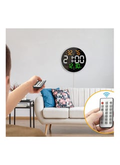 XICEN 10 Inch LED Digital Wall Clock, Display Temperature and Humidity,  With Remote Control, Wall Mount  - Image 3