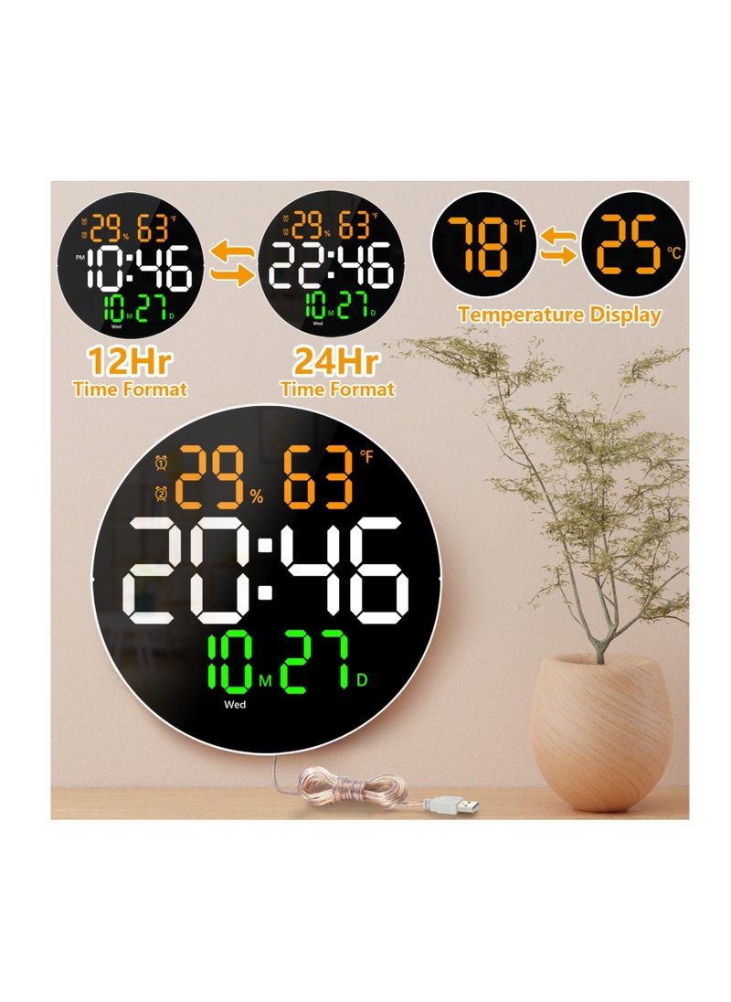 XICEN 10 Inch LED Digital Wall Clock, Display Temperature and Humidity,  With Remote Control, Wall Mount  - Image 4