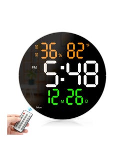 XICEN 10 Inch LED Digital Wall Clock, Display Temperature and Humidity,  With Remote Control, Wall Mount  - Image 1
