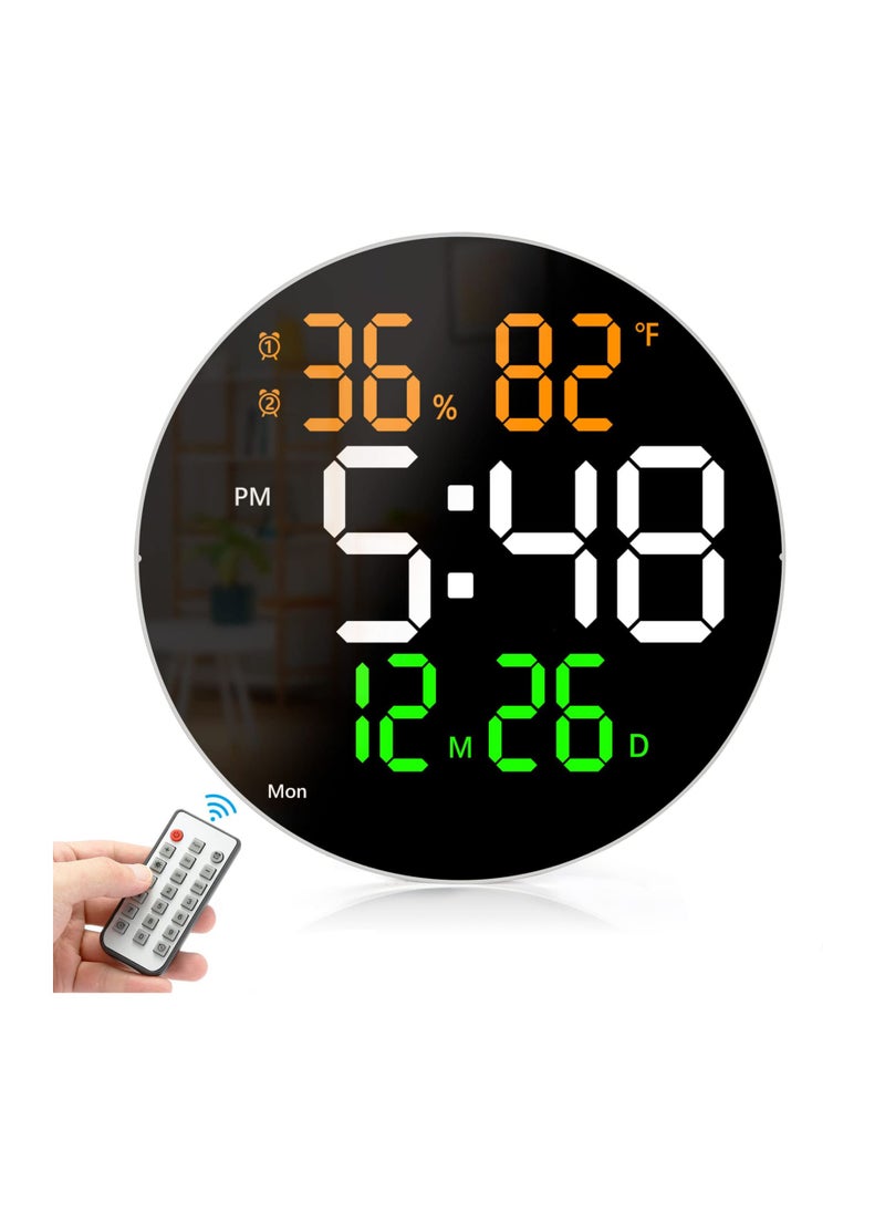 XICEN 10 Inch LED Digital Wall Clock, Display Temperature and Humidity,  With Remote Control, Wall Mount  - Image 1