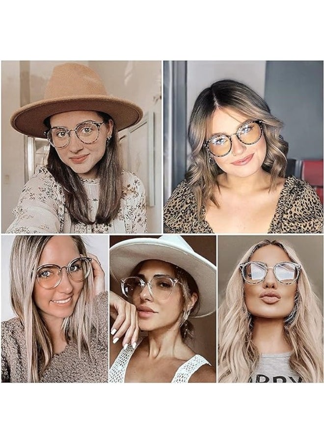 HALAMODO - Women Vintage Glasses Frames Round Eyewear Computer Glasses 99% Blue Light Blocking Anti Eyestrain & UV Glare Protection Glasses - Image 1